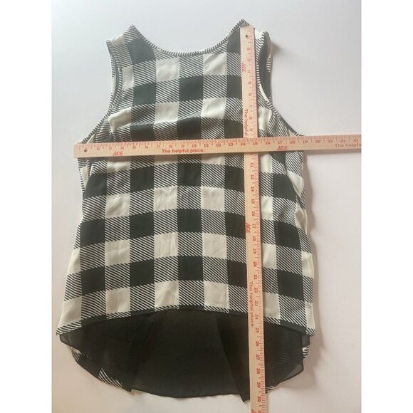 Rag & Bone silk forest green cream houndstooth plaid sheer sleeveless blouse L - Picture 7 of 11